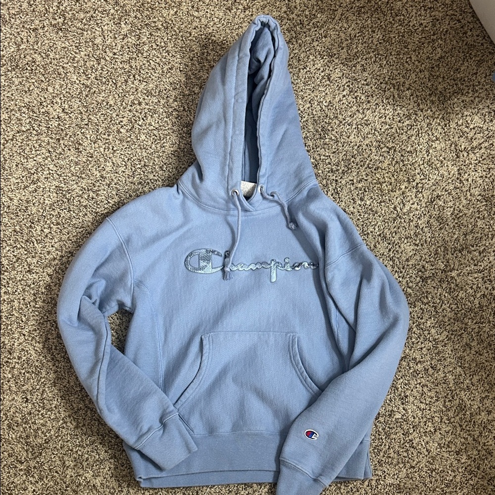 Champion Women's Light Blue Hoodie
